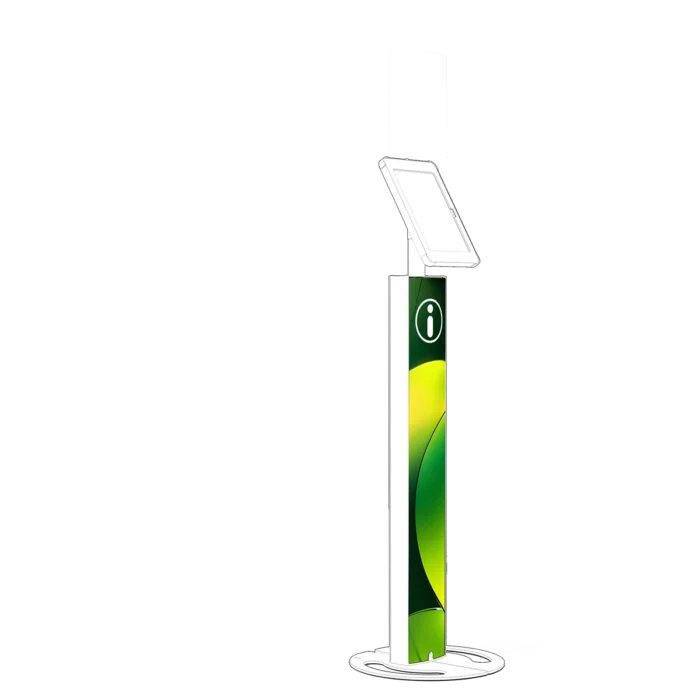 Line-Art.T10-Front-White | White Tablet Kiosk