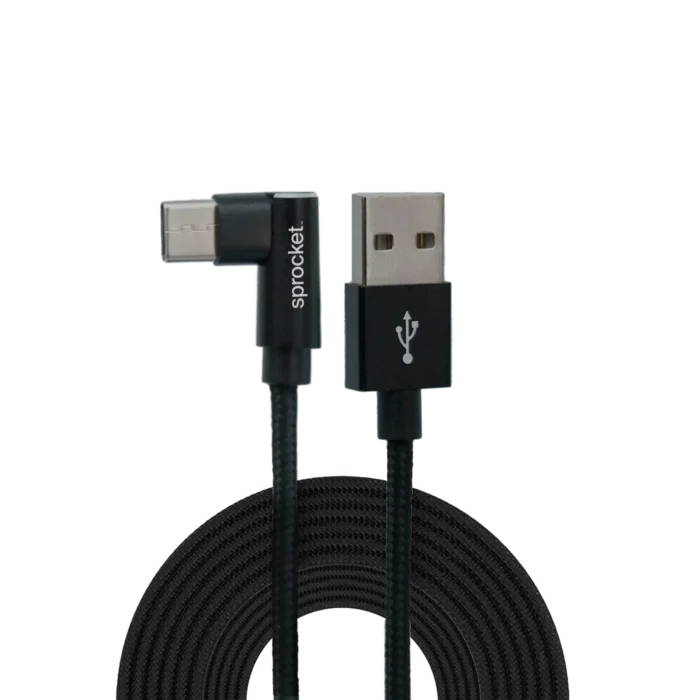 Black Right-Angle Micro-USB to USB-A Cable | Sprocket