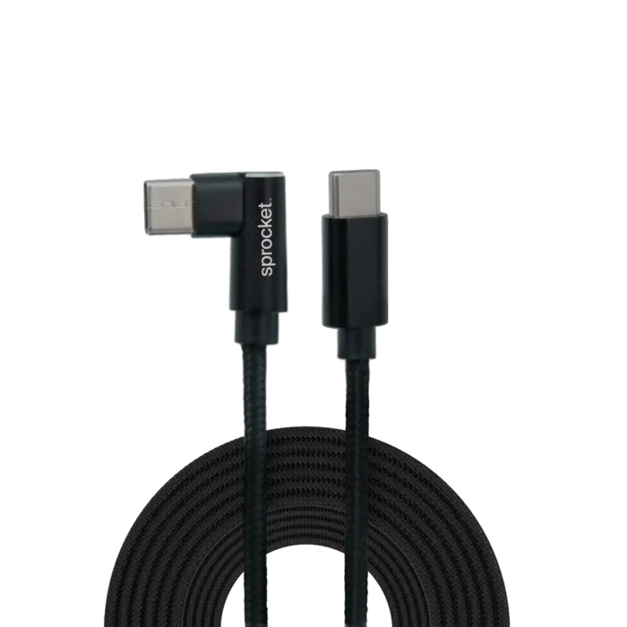 Black Right-Angle Micro-USB to USB-C Cable | Sprocket