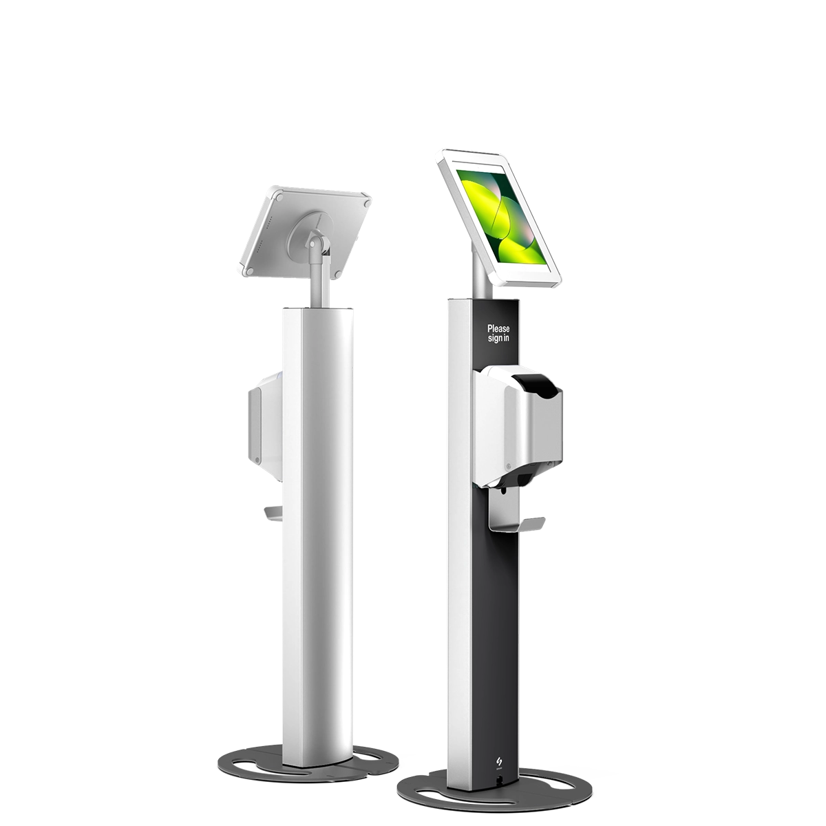 Two Digital Kiosk and Hand Sanitizer Displays | T10 Print Hero White - Sprocket