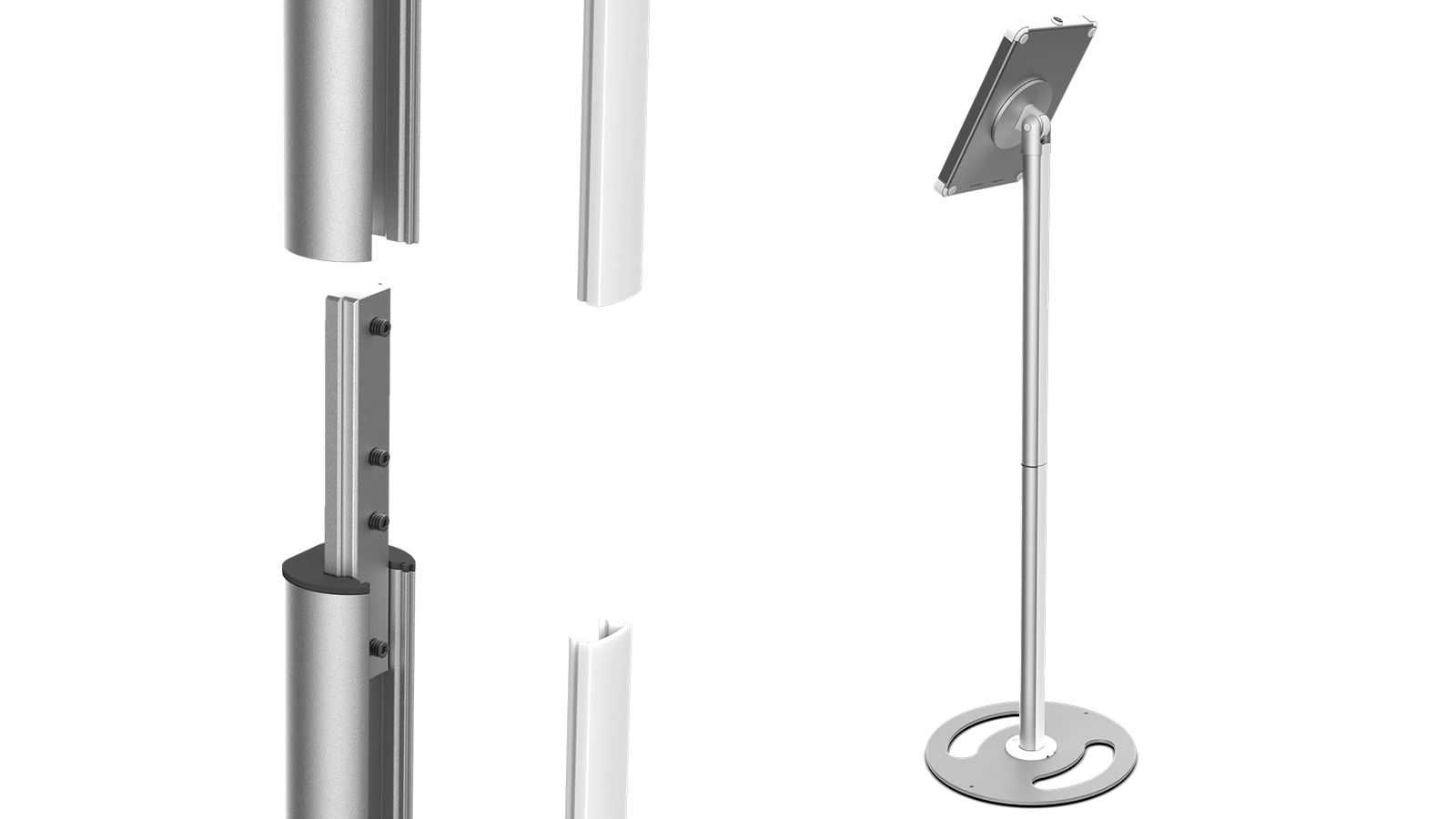 Silver Adjustable Tablet Stand | Floor Split Stand | Sprocket