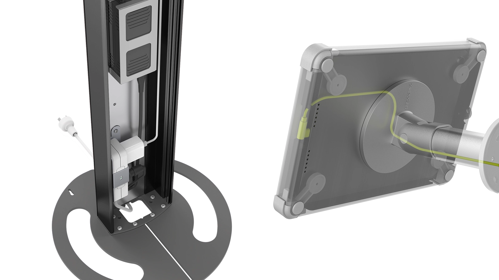 Modular Kiosk Internal Structure and Mounted Tablet | T-Series Cables - Sprocket