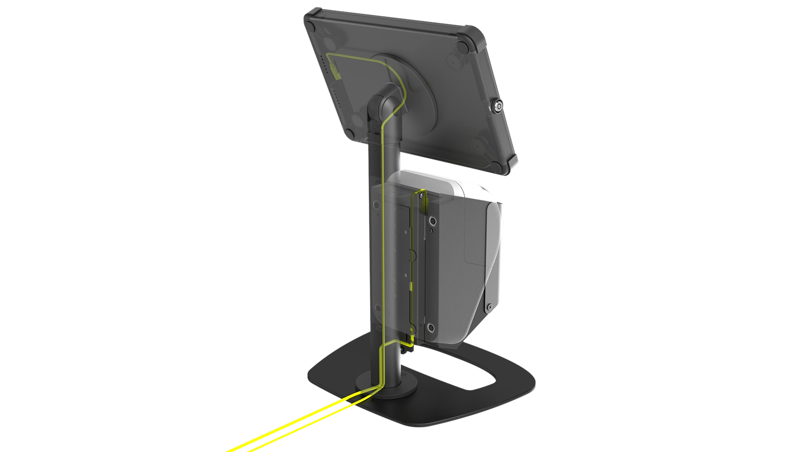 Integrated Tablet and Printer Kiosk with Cable Management | X-Print-Cable - Sprocket