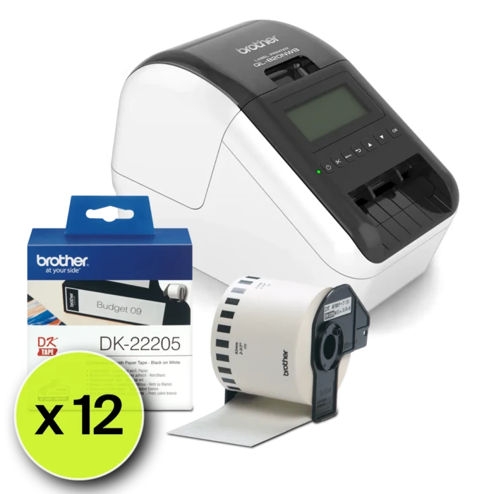 Brother QL-820NWB Label Printer Bundle (x12)